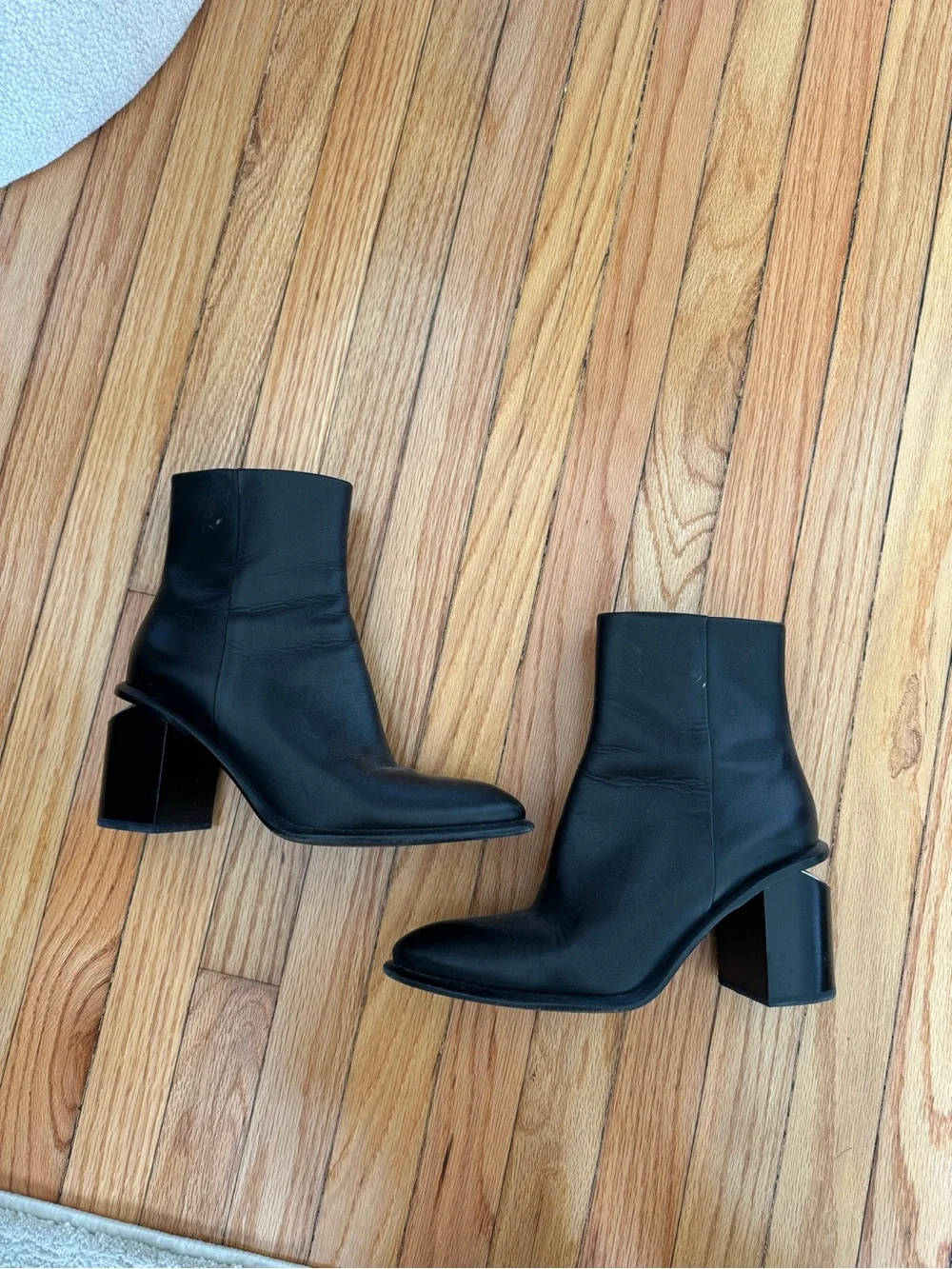 Alexander Wang Black Leather Ankle Booties with Block Heel